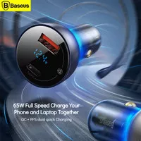 BASEUS Dual Quick Car Mobil Fast Charger 65W QC PPS USB Type C - Grey