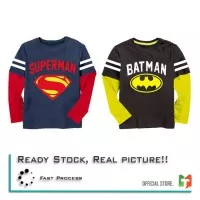 Kaos Anak Lengan Panjang Sambung Superman / Batman