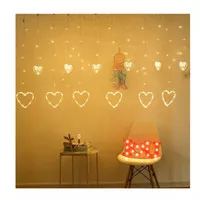 Lampu Natal Tirai LED 6 Big Love & 6 Small Love 138 LED-WARM WHITE