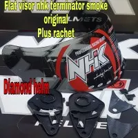 Kaca helm flat visor nhk terminator smoke original+rachet