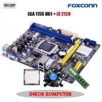 Motherboard Mobo Mainboard LGA 1155 H61 Foxconn + i3 2120 + DDR3 2Gb