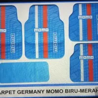 karpet mobil universal motif momo GARIS putih merah dasar biru
