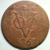 Uang koin kuno Voc 1 Duot 1767 West Friesland Dot Ship Tp 737