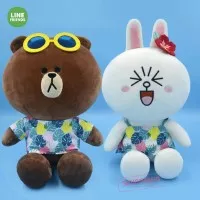 Boneka Hadiah Line Friends Couple Summer Brown Cony Official Original