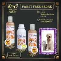 PAKET HEMAT Shampoo Kucing Anjing D&C Anti Kutu + FREE BEDAK Gatal
