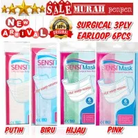 MASKER SENSI 6 PCS SURGICAR FACE MASK EARLOOP / MASKER WAJAH 3PLY 6 PC