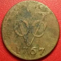Uang koin Kuno Voc 1 Duit 1767 Holland Mm Dot Rossete Tp 386