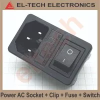 Power Listrik AC Socket Soket Panel Clip Klip + Fuse + Switch AC-07