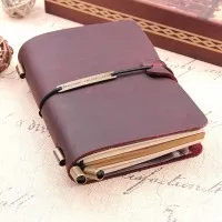 Buku Notebook / Catatan / Jurnal Travel Handmade Bahan Kulit Warna