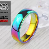 Cincin Rainbow Gradation Ring Pelangi Gradasi Alloy Anti Karat Import