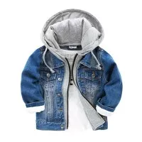 [zensasi] Jacket Hooded Denim Anak Laki-Laki Warna Biru