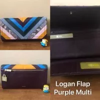 Ready Fossil Logan flap purple multi wallet original