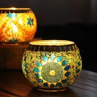 Tempat Lilin Mosaic Glass Candle Holder Type E