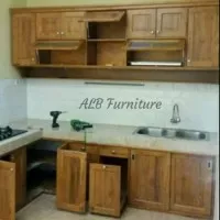 kitchen set rak dapur minimalis kayu jati finishing