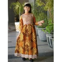 Welans Batik - Kebaya Anak - Long dress/Gamis - Motif LP31 - Kuning, XL