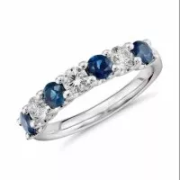 Cincin wanita emas putih cantik, dgn berlian eropa & batu blue safir