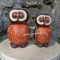 Patung Burung Hantu 1 Set Isi 2 | Pajangan Sepasang Burung Owl