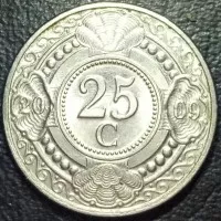 Uang koin kuno Belanda Antillen 25 Cent BAGUS