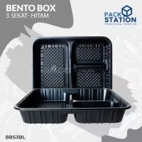 Bento Sekat 3 Hitam / Bento Box / Tray Bento Lunch Box - TERMURAH