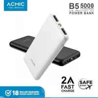 ACMIC B5 Powerbank 5000mAh REAL - Fast Charge Dual Output - Small Slim - Putih