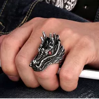 Cincin Kepala Naga Pria / Dragon Ring For Men Import Unik Keren