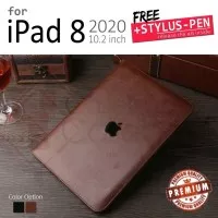 Apple Ipad 8 10.2" Inch 2020 - Elegant Retro Leather Flip Case Cover - Black