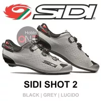 SIDI SHOT 2 BLACK GREY LUCIDO - Sepatu Cleat Road Bike - 44