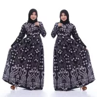 Gamis Batik Serut Cendrawasih Kupu Kombinasi GB002 - Abu-abu, All Size