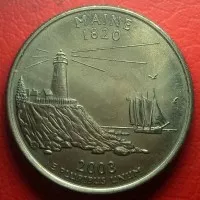 Uang koin Amerika Quarter Dollar Tahun 2003D Denver,Maine