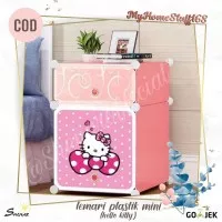 LEMARI MINI MULTIFUNGSI/LEMARI PLASTIK PAKAIAN KARAKTER HELLO KITTY