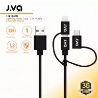 JVA Tech 3in1 Micro USB Lightning Cable & USB- C Cable 1.2m