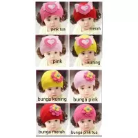 topi wig bayi anak perempuan model love wings hati - Bunga Merah