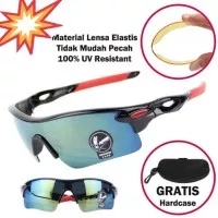 Kacamata Sepeda Anti UV Lensa BIRU Frame Hitam PRIA WANITA IK 138