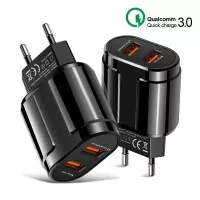 2 Port Quick Charge 3.0 Fast Mobile Phone Charger EU US Plug Wall USB