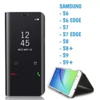 Clear View S7 Edge S8+ S9+ Samsung Sarung Flip Mirror Cover Standing