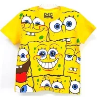 KAOS ANAK KARAKTER 1-6 Th | MOTIF SPONGEBOB KUNING | BAJU ATASAN COWO