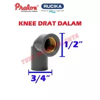 Knee Drat Dalam 3/4" x 1/2" (inch) Kuningan Rucika / Pralon AW / Keni