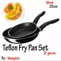 Teflon MASPION 2 PCS Fray Pan Set Non Stick Teplon Wajan Anti Lengket