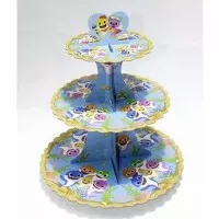 tempat cup cake cupcake stand 3 tier susun karakter baby shark