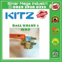 Ball valve 3 way Kitz kuningan asli ukuran 3/4 inch