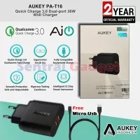 USB Wall Charger Aukey PA-T16 2 Port Quick Charge 3.0 Garansi Resmi