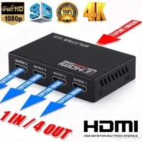 HDMI Splitter 1 In 4 Out 4 Port Hub Split Repeater Amplifier V1.4 3D