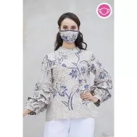 Keropi Indigo T0568 - Baju atasan blouse batik wanita modern nonarara