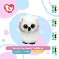 TY Beanie Boos Austin Owl White (Regular) - Boneka Burung Hantu
