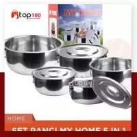 Panci Set Stock Pot Panci Sup Soup Pot Baskom dengan Tutup Stainless