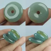 CINCIN LIONTIN BATU GIOK HIJAU ASLI TYPE KOIN HOKI BURMA NATURAL JADE