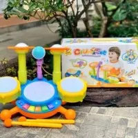 Mainan Anak Drum Set Perkusi Alat Musik Edukasi Baby Lamp Bayi Gendang