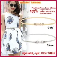 Sabuk Fashion Wanita Gesper Cewek Ikat Pinggang Belt Gold Emas Elastis