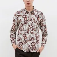 YEGE Long Sleeve Batik Print Shirt 2013 - putih, xxl