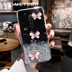 ASOMETECH untuk Oppo A9 2020 Mode Mewah Bling Glitter Kristal 3D Kupu-kupu Lembut TPU Pelindung Oppo A5 2020